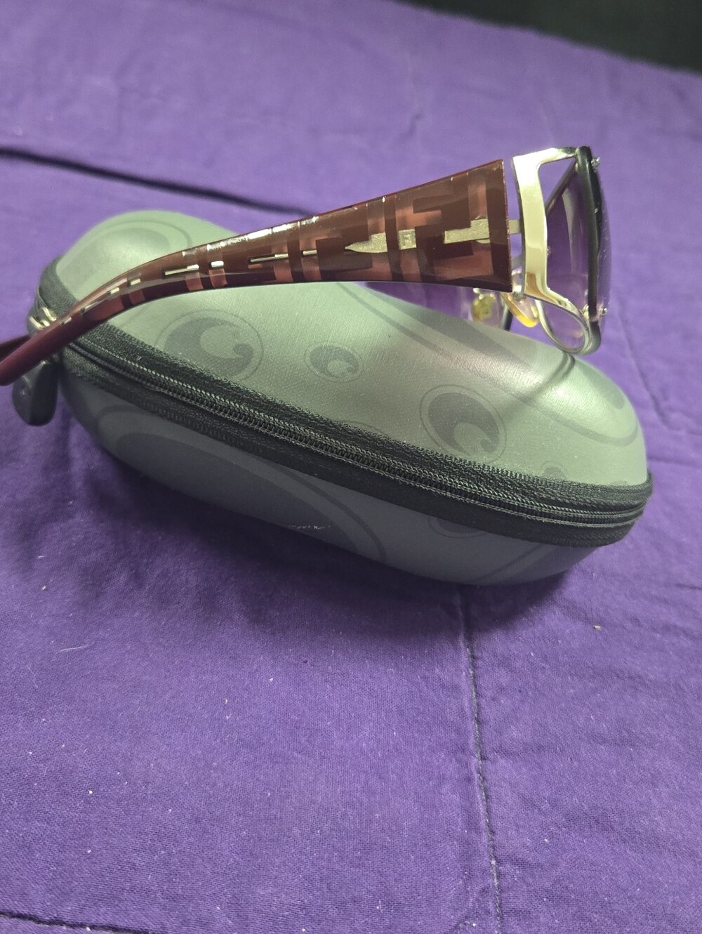 Fendi Cutout Temple Rimless Burgandy Sunglasses Unisex FS372AF - Picture 6 of 8